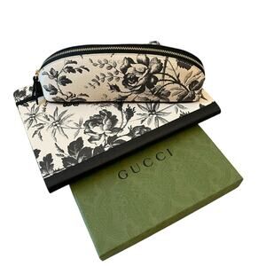 GUCCI Black & Ivory Herbarium Floral Pencil Case & Large Leaf Print Notepad Set